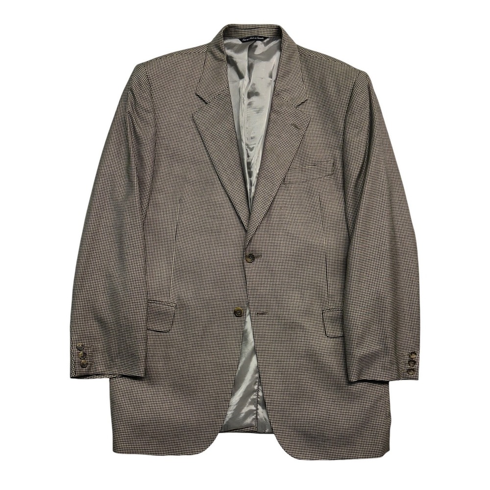 Jack Victor‎ 44L Silk Wool Cashmere Houndstooth Blazer Jacket Sport Suit Coat